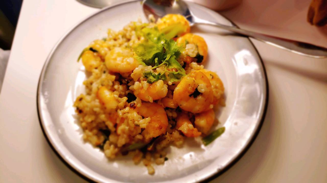 I Made Shrimp Fried Brown Rice It Can Be Served As A Dinner Adding