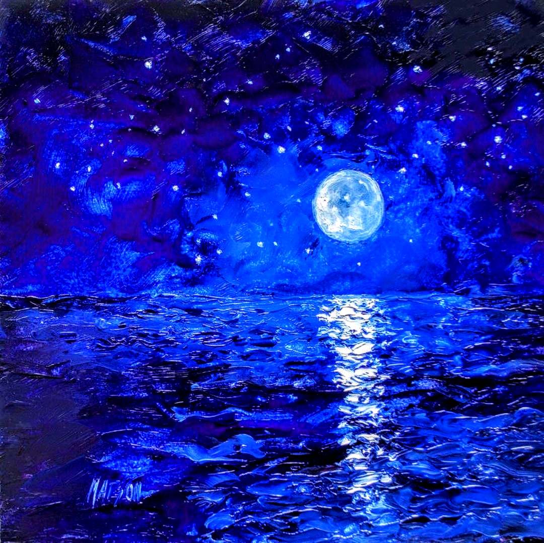 Картина небо луна. Лунный свет Дебюсси Импрессионизм. Лунный свет Дебюсси картина.
