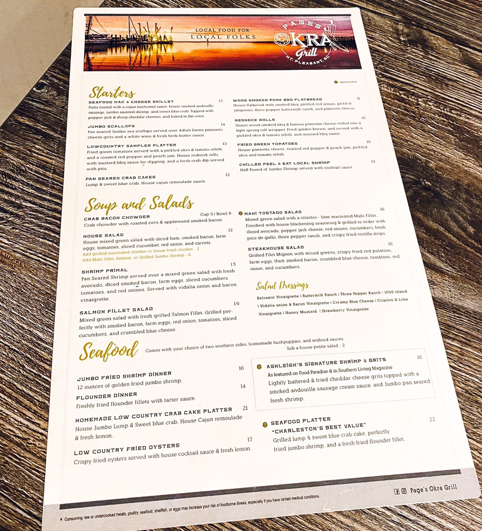 Page’s Okra Grill combines American Southern cuisine with traditional