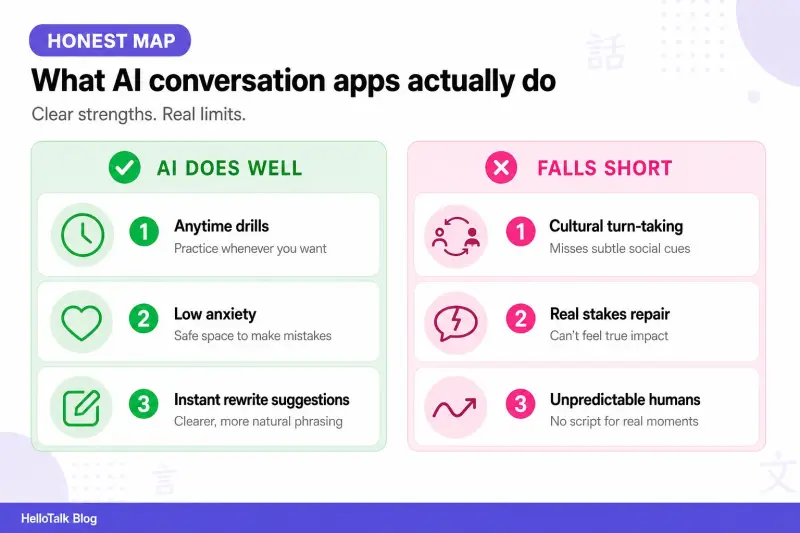 Strengths and limitations of AI conversation apps