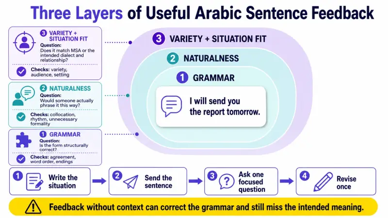 Three layers of Arabic sentence feedback