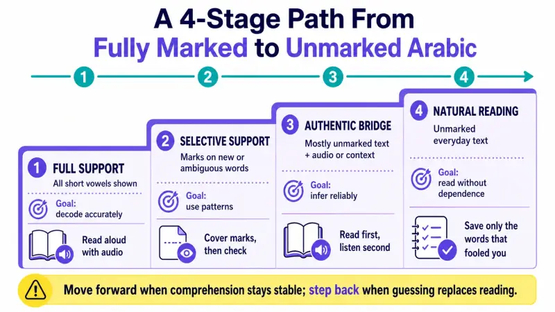 Four-stage path to unmarked Arabic