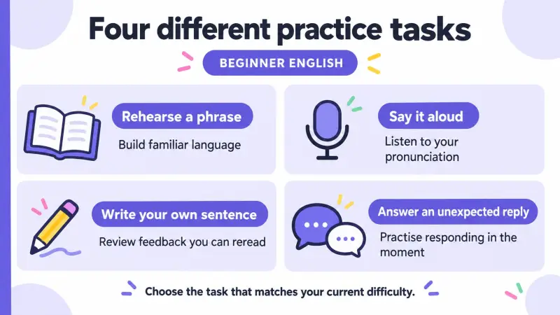 Four different practice tasks.