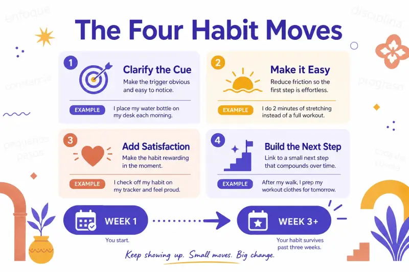 How to Build a Spanish Practice Habit That Lasts More Than 3 Weeks four moves