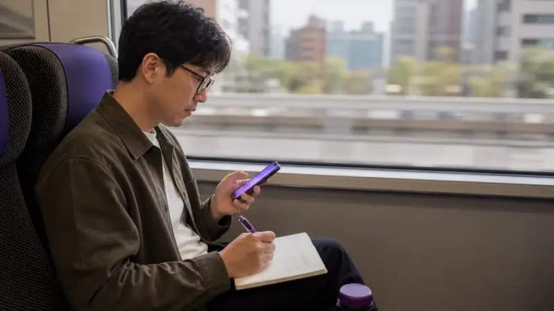 A commuter turning one conversation gap into a focused study note