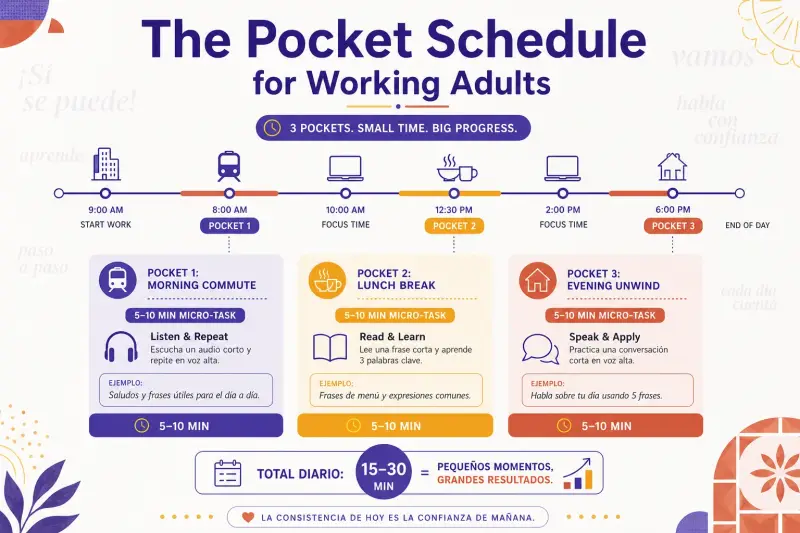 The Ideal Daily Spanish Schedule for Working Adults (30 Minutes or Less) hero image