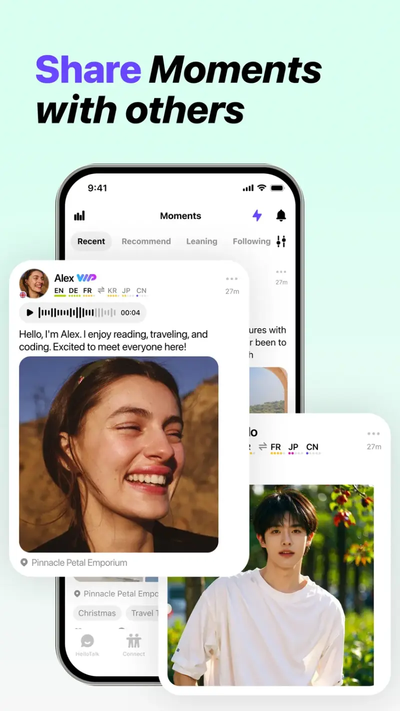 Learners practicing Korean calls via HelloTalk