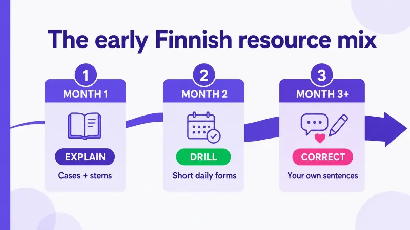 A three-month Finnish resource mix for explanation, drilling, and correction