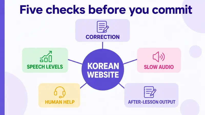 Five checks for choosing a Korean learning website