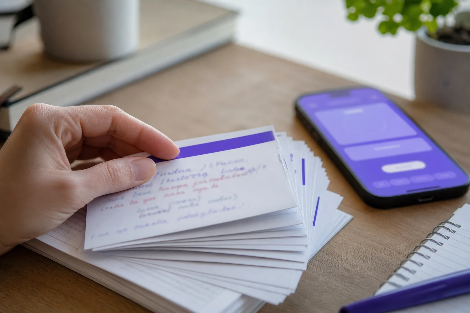 Flashcards and language app study session