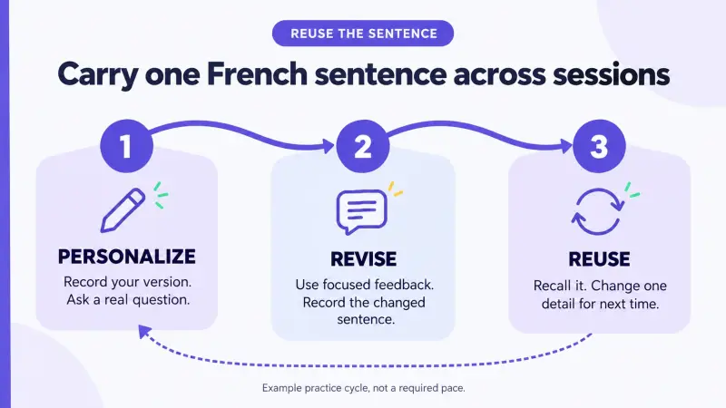 French sentence practice cycle: personalize, revise and reuse