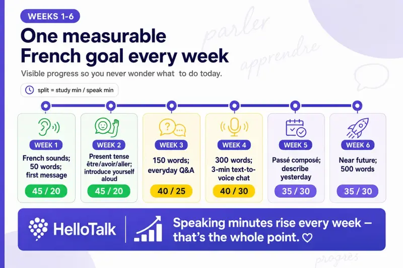 French study goals for weeks one to six