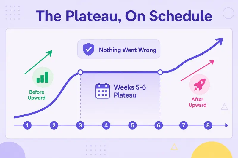 French progress curve flattening at the expected weeks 5-6 plateau before rising again