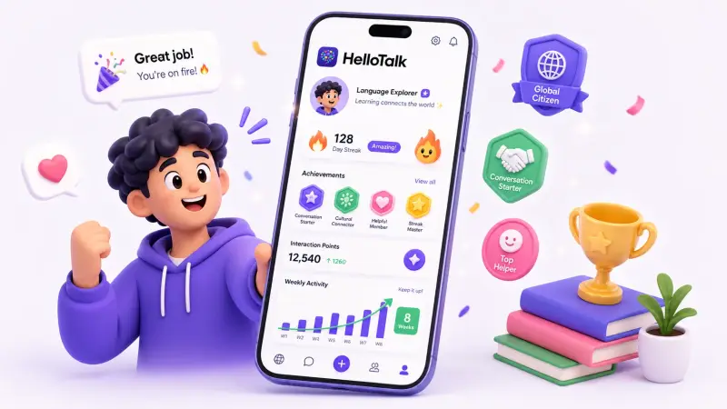 HelloTalk language milestone profile