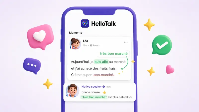 hellotalk moments foreign language corrections