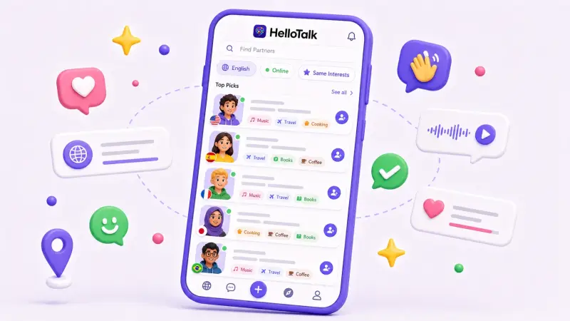 HelloTalk partner discovery interest matching