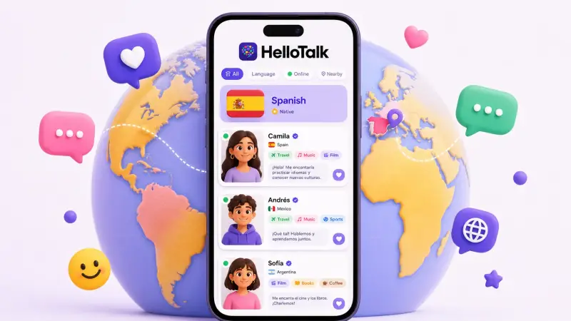 hellotalk spanish partner matching interface