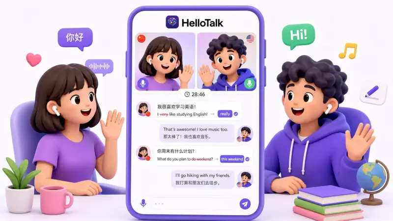 HelloTalk video language exchange session