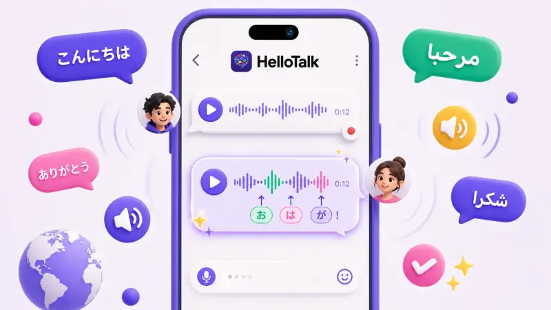 hellotalk voice message correction interface