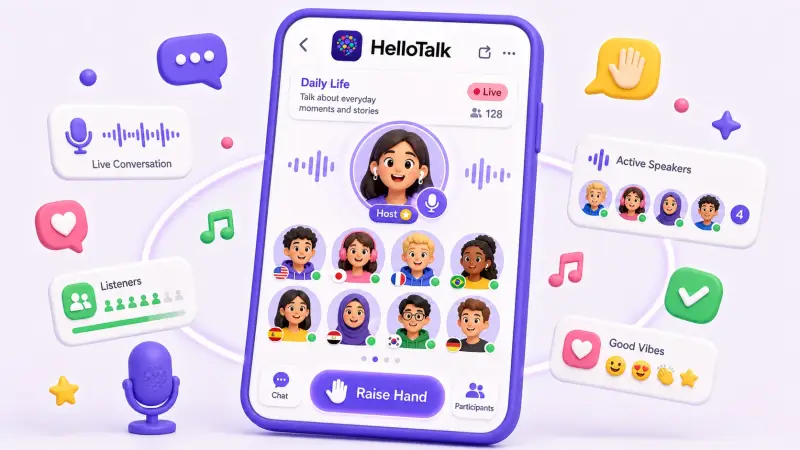 HelloTalk voiceroom active audio room