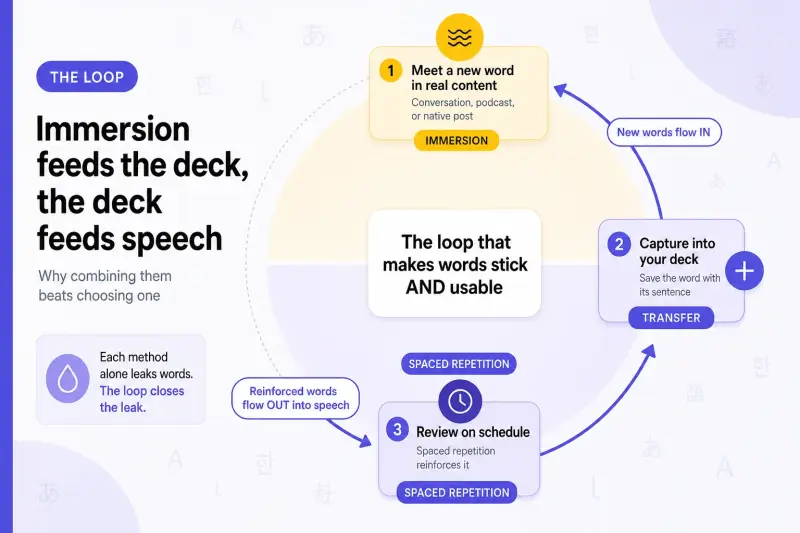 Immersion and spaced repetition feedback loop infographic