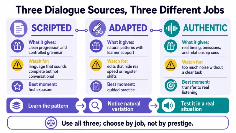 Three Korean dialogue sources and their jobs