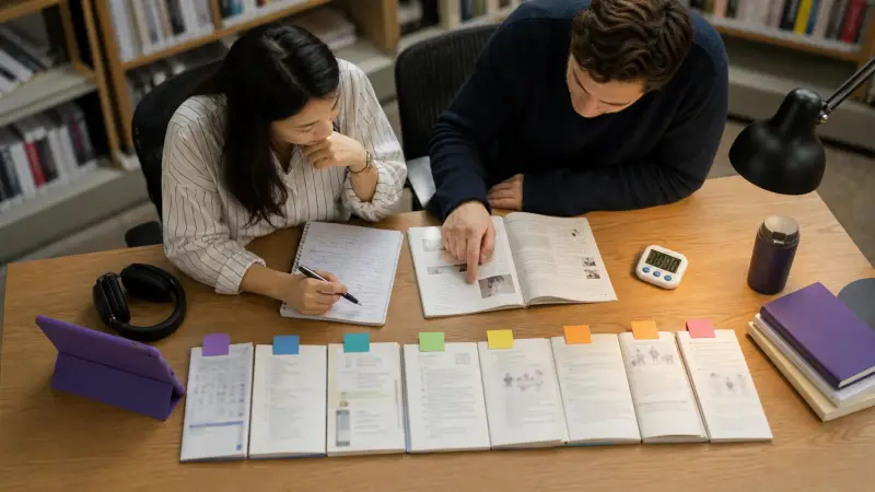 Two learners auditing Korean study resources across one week