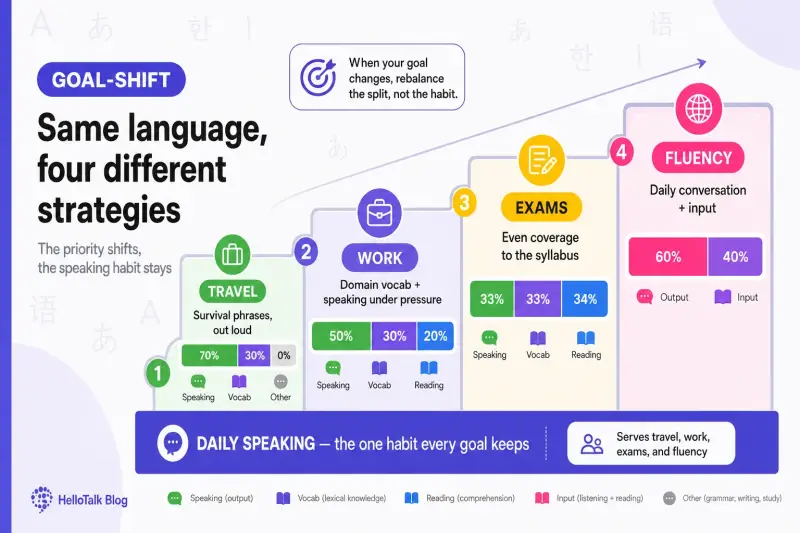 Language strategy goal shift roadmap infographic