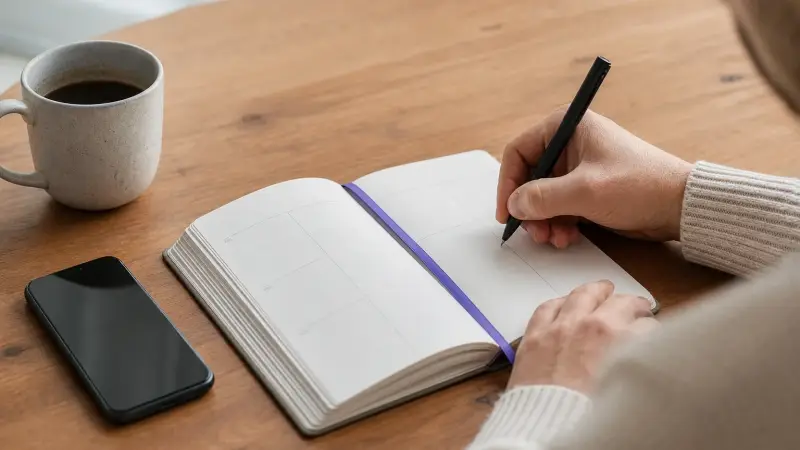 Learner planning a weekly French study schedule