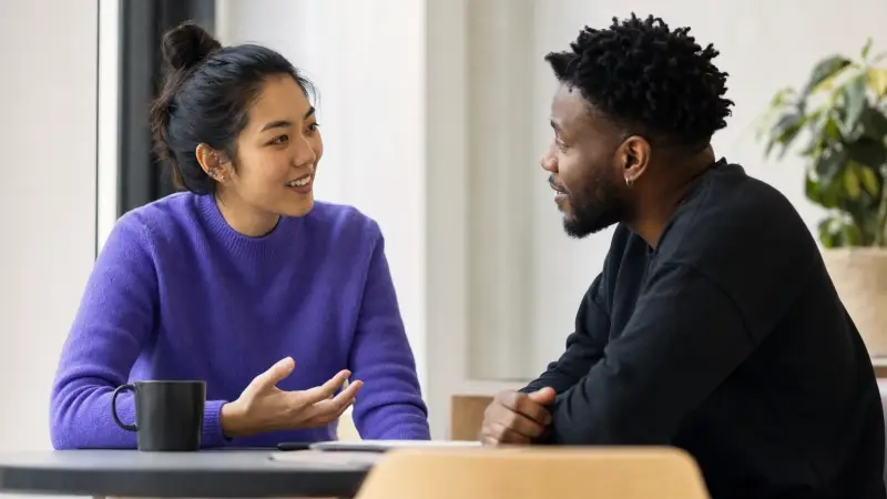 Two people having an effective cross-cultural conversation