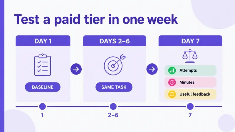 A seven-day test for a paid language learning tier
