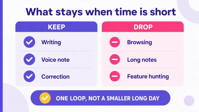 What to keep and drop in a short Spanish practice session