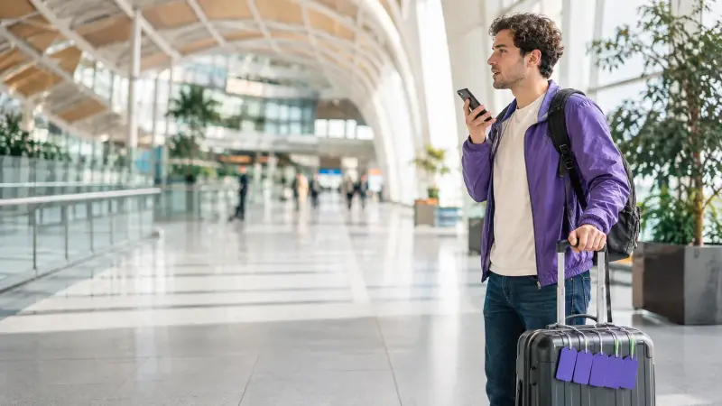 A traveler rehearsing Spanish before moving abroad
