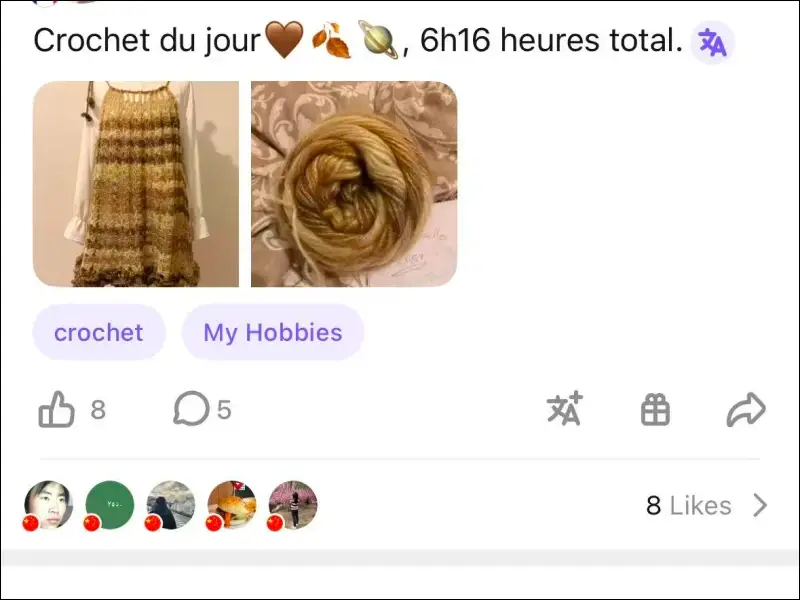 A HelloTalk Moments post showing everyday community content