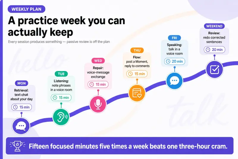 Weekly foreign language communication practice plan
